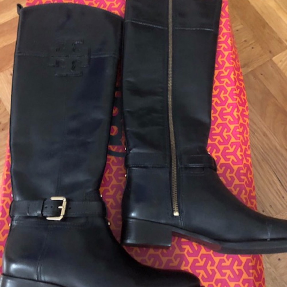 New Black Tory Burch Riding Boots